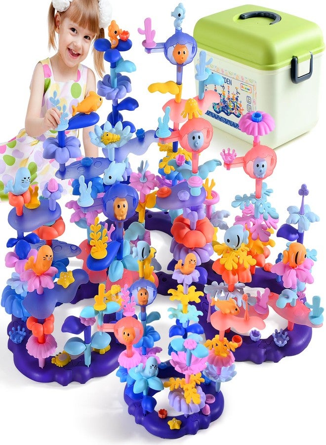 Doloowee 156Pcs Flower Garden Building Toys for Girls 3 4 5 6 7 8Year Old, Upgrade DIY Marine Coral Stacking Toys, STEM Preschool Educational Toddler Toys - Image 1